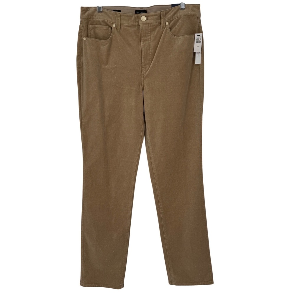 Talbots size 10 Straight Leg Corduroy Pants High Waist Metallic Shimmer Tan NWT